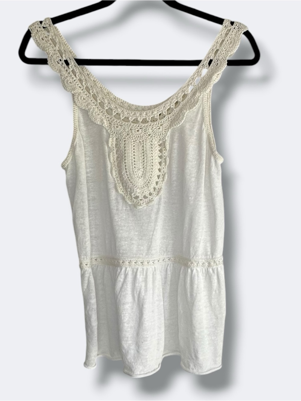 Banana Republic 100% Linen Crochet Knit Lace Peplum Tank Top Size M SUM11 - Picture 10 of 16